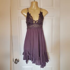 Free People Adella asymmetrical handkerchief lace slip dress size small